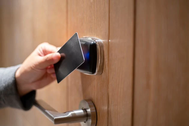 Key card door lock system for businesses