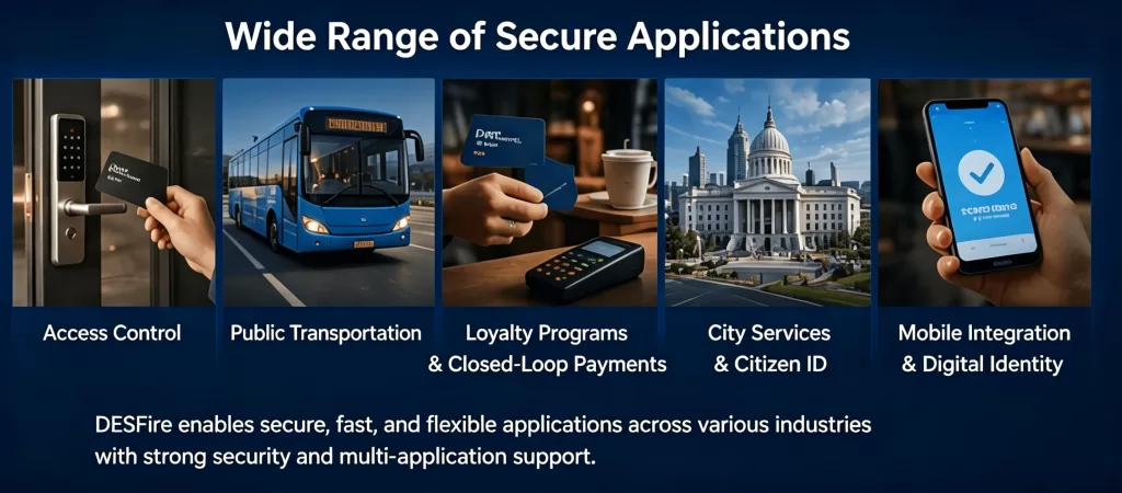 What applications can DESFire security enable for 13.56MHz RFID cards