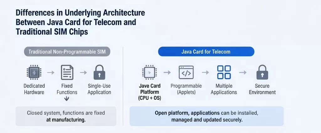 Differences in Underlying Architecture Between Java Card for Telecom and Traditional SIM Chips