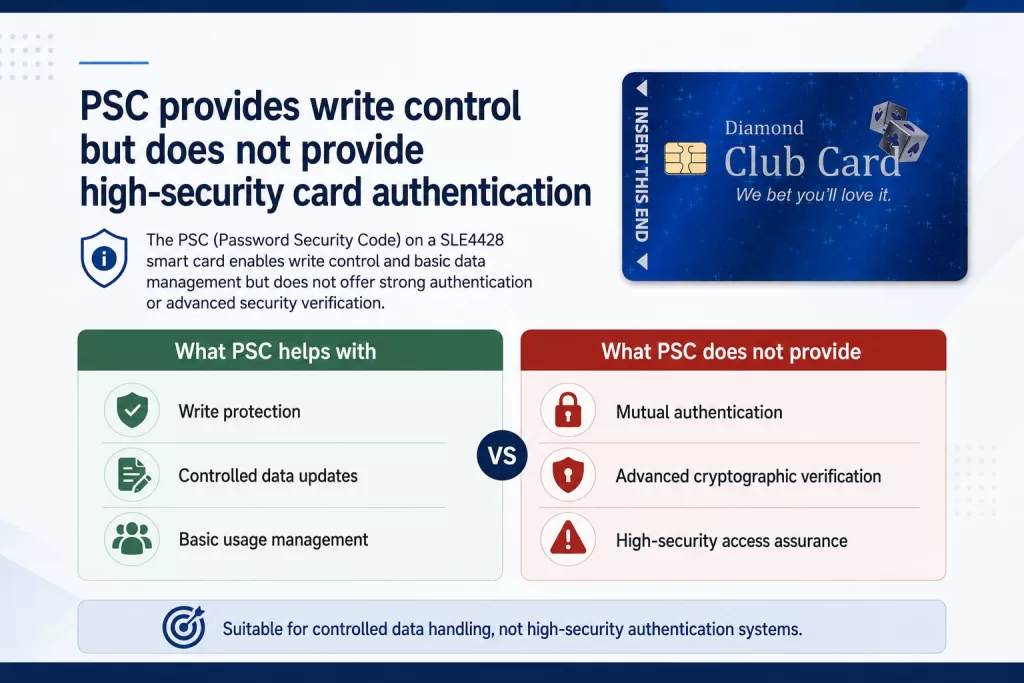PSC provides write control but does not provide high-security card authentication