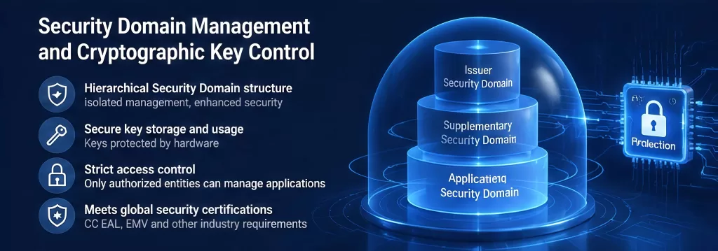 Security Domain Management and Cryptographic Key Control