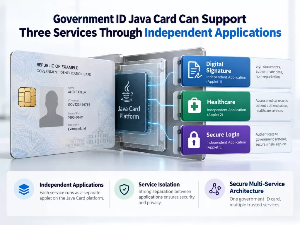 Government ID Java Card Can Support Three Services Through Independent Applications
