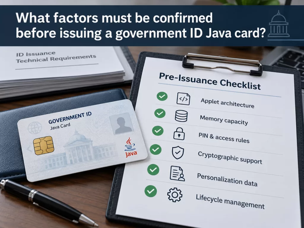 What factors must be confirmed before issuing a government ID Java card